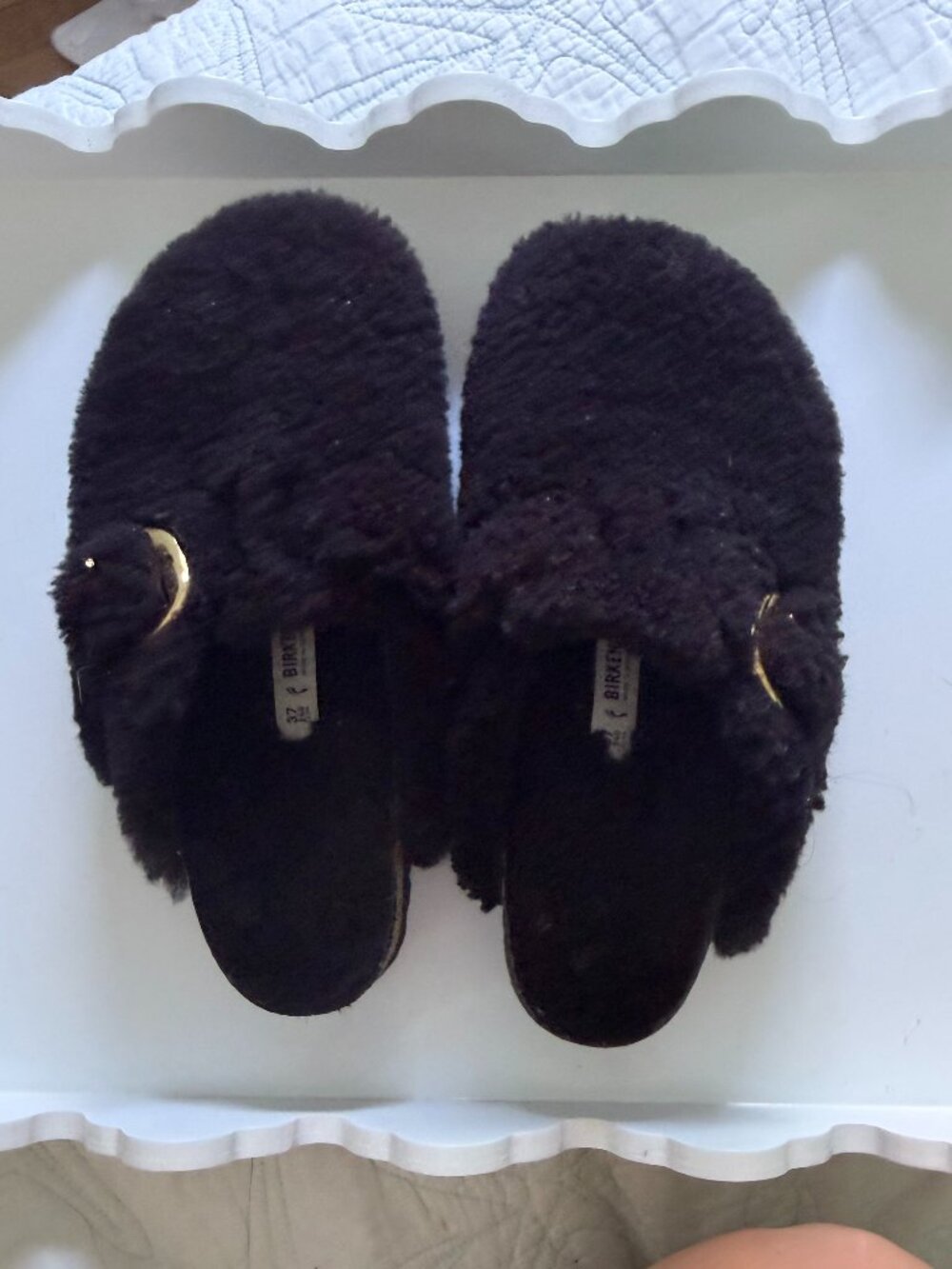 Birkenstock Boston Big Buckle Black Shearling Clog